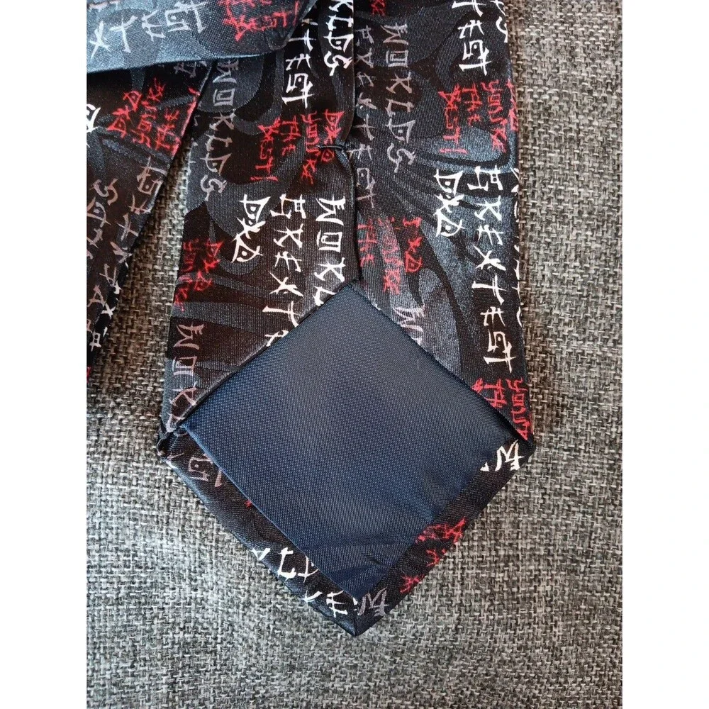 Tie 70s 80s 90s Y2K Mens Roberto Cellini Black White Red 4 Wide 57 Long